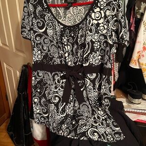 Style & Co. Black and White Floral Blouse